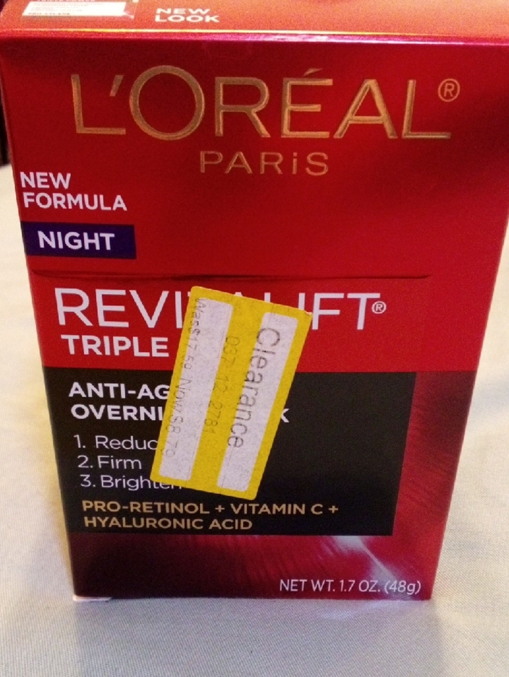 L'Oreal Revitalift Triple Night Moisturizer - Red and Black Packaging